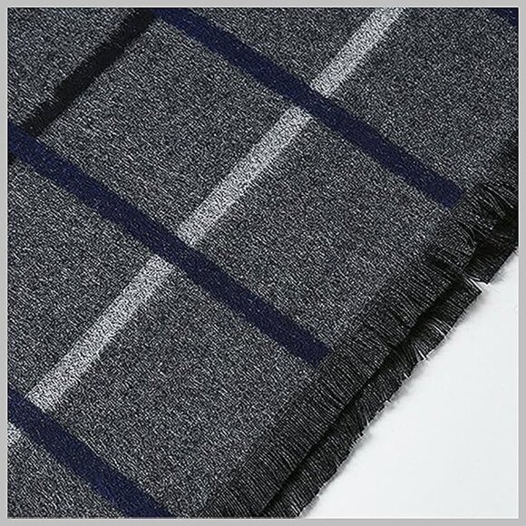 Mens Scarf Winter Fashion - grey/White Plaid - Picture 6 of 6